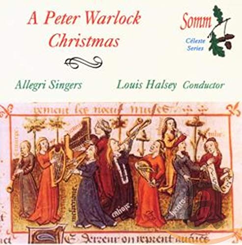 CD cover for "A Peter Warlock Christmas" featuring medieval musicians.