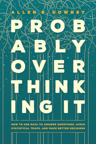 Book cover: "Probably Overthinking It" with abstract teal and gold design.
