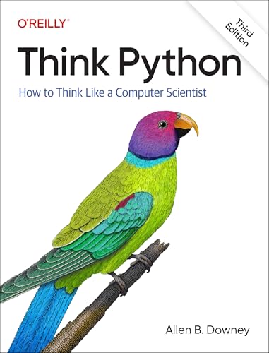 Book cover for Think Python featuring a colorful parrot perched on a branch.