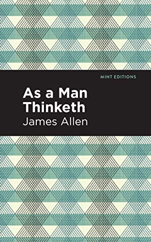 Book cover for As a Man Thinketh by James Allen with geometric teal pattern.