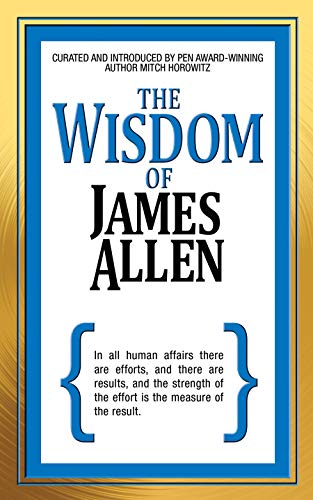 Book cover: "The Wisdom of James Allen" with blue and gold design.