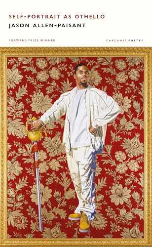 Painting of a Black man in white clothing holding a sword, framed.