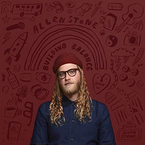 Album cover for Allen Stone's "Building Balance" featuring a portrait and doodles.