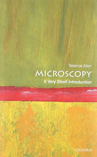 Book cover: "Microscopy" by Terence Allen, with abstract green and yellow paint.