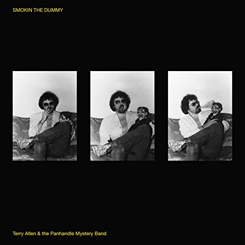 Black album cover with three repeating portraits of Terry Allen smoking.