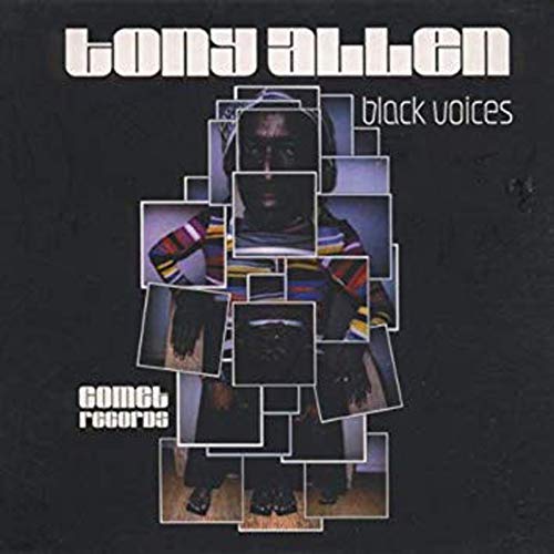 Album cover for Tony Allen’s “Black Voices” with fragmented portrait.