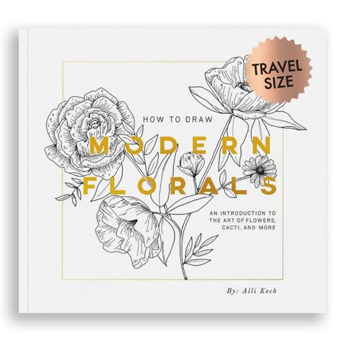 Book cover titled How To Draw Modern Florals with black and white flower illustrations.