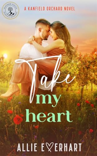 Romance novel cover featuring a couple embracing in a field at sunset.