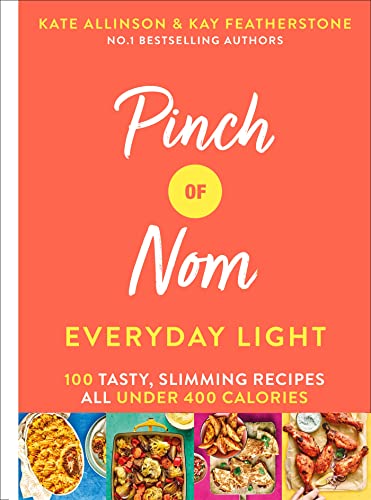 Cookbook cover with orange background, title “Pinch of Nom Everyday Light”, and food photos.