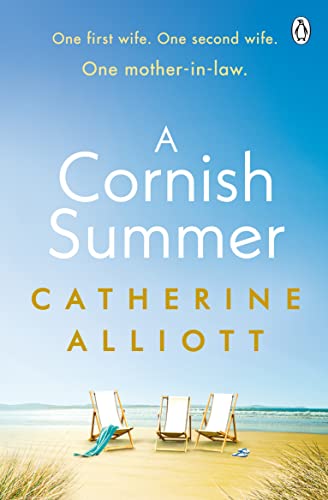 Book cover for A Cornish Summer by Catherine Alliott featuring three beach chairs.