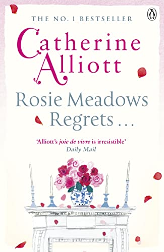 Book cover: "Rosie Meadows Regrets..." with floral illustration and fireplace.
