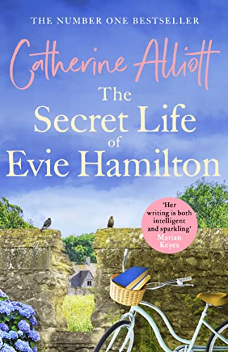 Book cover: “The Secret Life of Evie Hamilton” with a bicycle and garden.