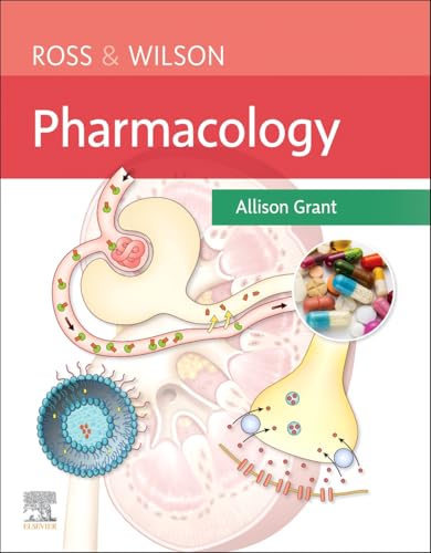 Book cover for "Ross & Wilson Pharmacology" with medical illustrations.