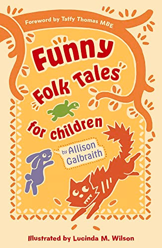 Book cover: "Funny Folk Tales for Children" with animal illustrations.