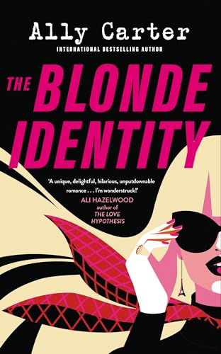 Book cover: "The Blonde Identity" with a stylized woman in sunglasses.