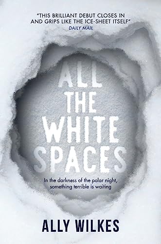 Book cover for “All the White Spaces” with icy, circular background.