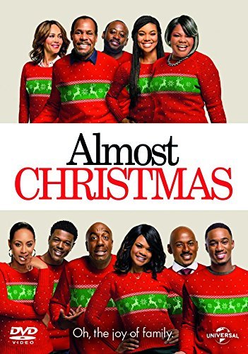 Eleven people wearing matching red and green Christmas sweaters pose for the movie cover.