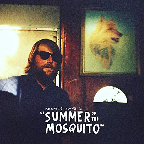 Album cover: man with sunglasses, framed dog portrait, text “Summer of the Mosquito”.