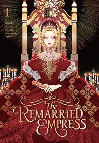 Empress in red gown seated on ornate throne, manga volume one cover.
