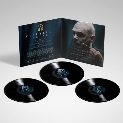 Open vinyl record of Alphaville’s “Eternally Yours” with portrait cover.