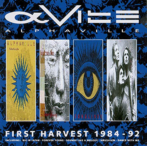 Alphaville “First Harvest” CD cover, featuring band members and abstract art.