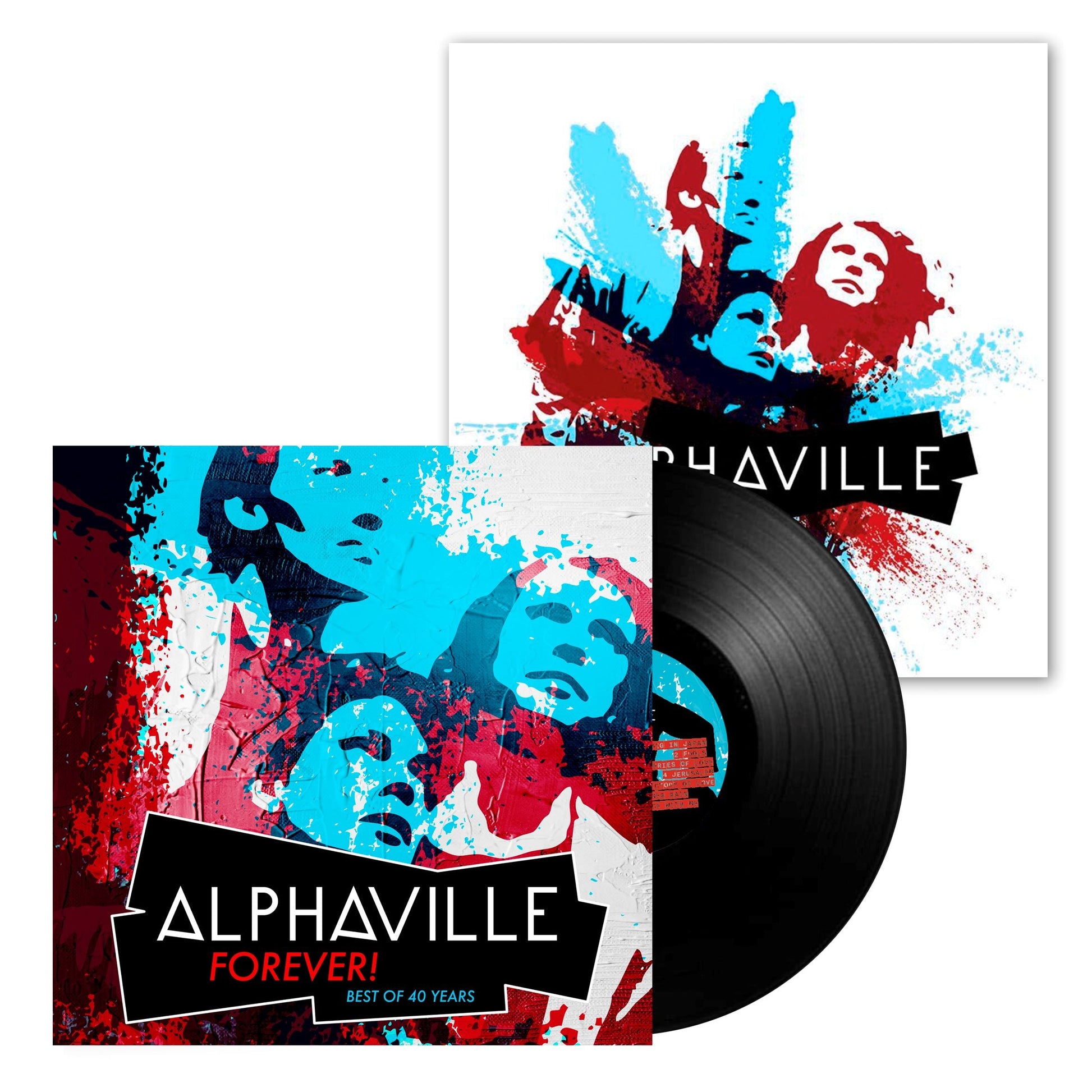 Alphaville "Forever!" vinyl record with colorful, paint-splattered cover art.