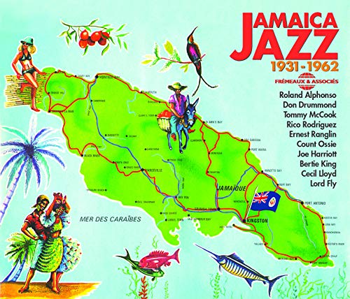 Jamaica Jazz" 3CD cover art: illustrated map with musicians’ names.