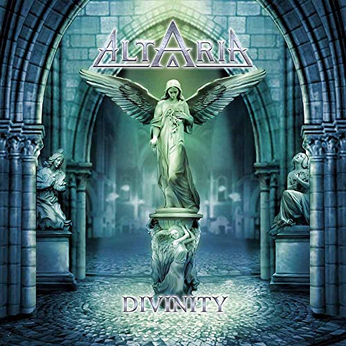 "Album cover art featuring an angel statue in a stone archway with 'Altaria Divinity' text."