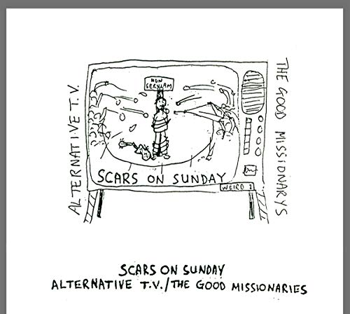 CD cover art: sketch of a TV screen with a hanging figure inside.