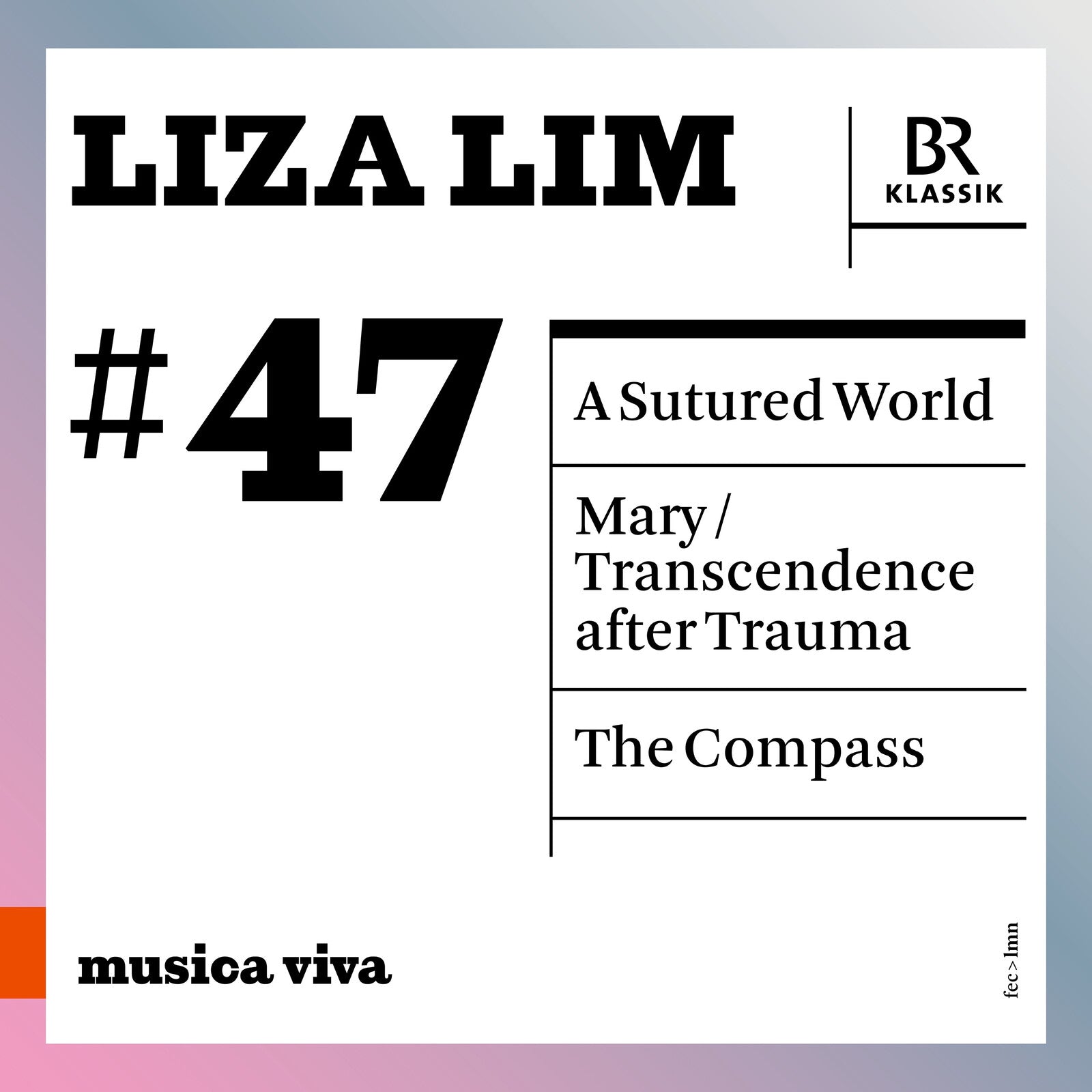 CD cover for Liza Lim’s “A Sutured World/Mary” with bold text and graphics.