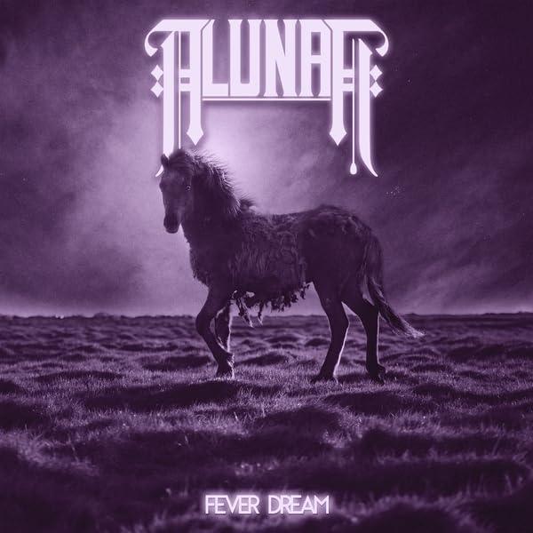Purple album cover with ornate text, a horse, and "Fever Dream" title.