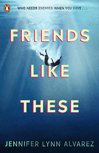 Book cover: "Friends Like These" with a falling figure in blue haze.