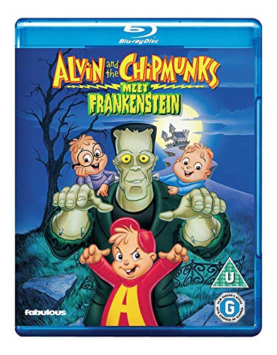 Blu-ray cover featuring Alvin and the Chipmunks with Frankenstein’s monster.
