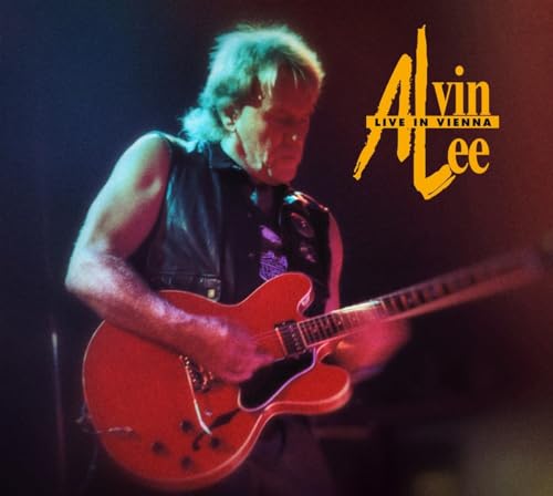 Alvin Lee playing a red electric guitar, album cover image.