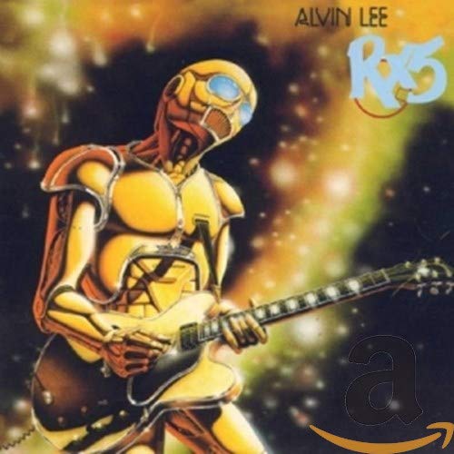 Alvin Lee's "Rx5" CD cover featuring a golden robotic guitarist.