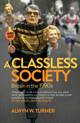 Book cover: runner with masks of political figures, titled “A Classless Society.”