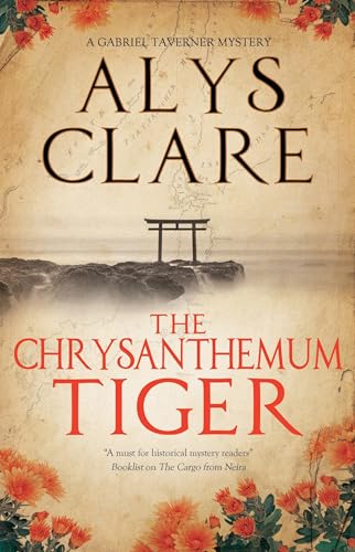 Book cover: Torii gate on a cliff with chrysanthemum flowers.