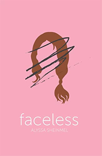 Pink book cover with abstract brown hair and the title "faceless".