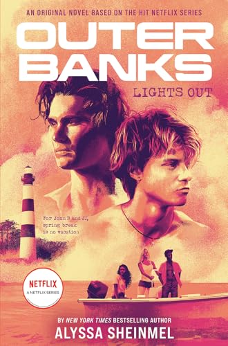 Book cover for "Outer Banks: Lights Out" featuring two young men.