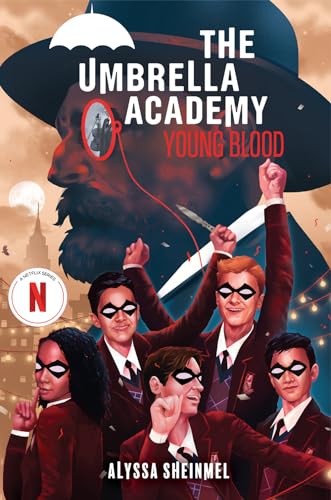Young Adult novel cover featuring masked students and a shadowy figure.