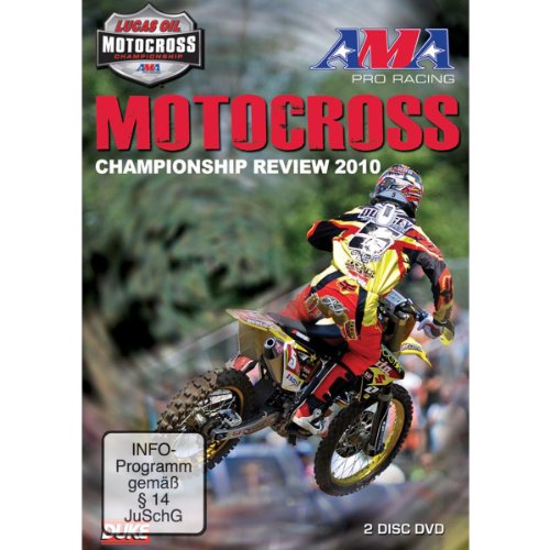 DVD cover for 2010 AMA Motocross Championship, featuring a racer on a dirt bike.