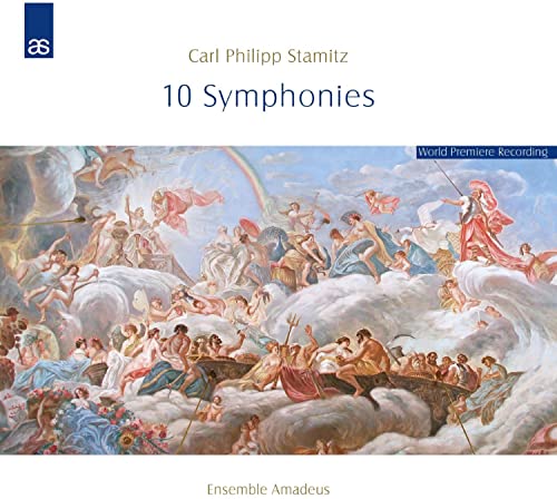 CD cover featuring Carl Philipp Stamitz 10 Symphonies with a classical mythological painting.