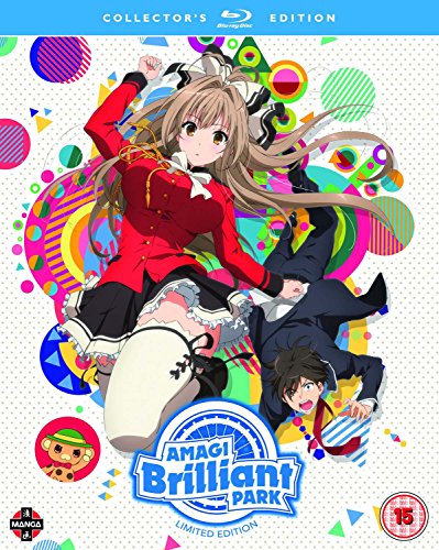 "Blu-ray case featuring anime characters, titled 'Amagi Brilliant Park Complete Collection'."