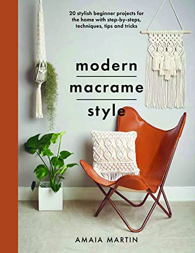 Book cover featuring macrame wall hangings, a chair, and a potted plant.
