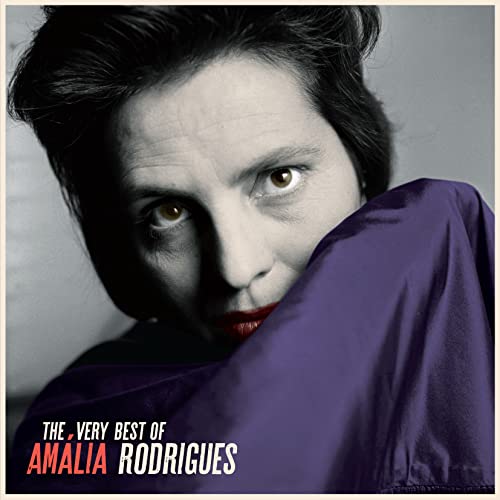 Black and white portrait of Amalia Rodrigues, album cover.