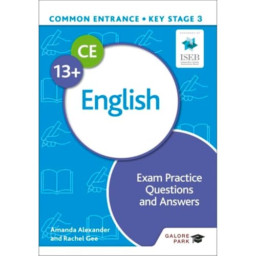 Common Entrance 13+ English exam practice book cover with blue and white design.