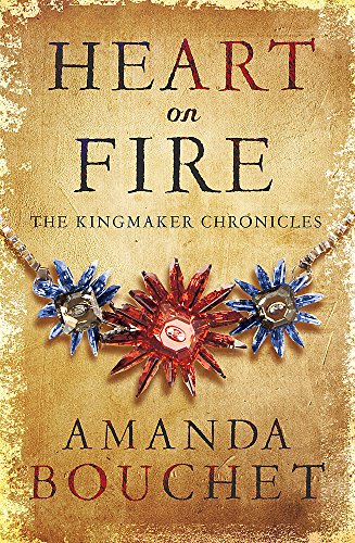 Book cover with title “Heart on Fire” and jeweled floral imagery.
