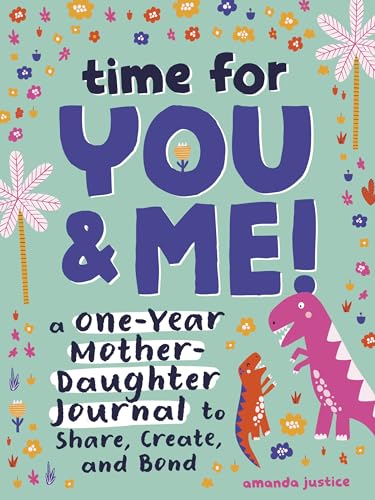 Journal cover with blue text, dinosaurs, and floral decorations.