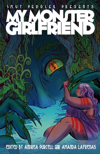 Comic book cover: a woman and a large, blue, reptilian monster.