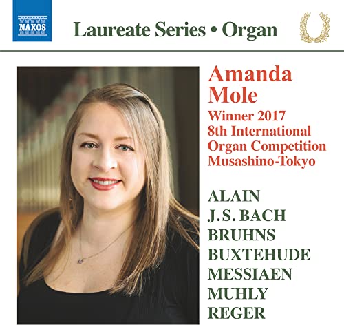CD cover featuring portrait of organist Amanda Mole and composer names.